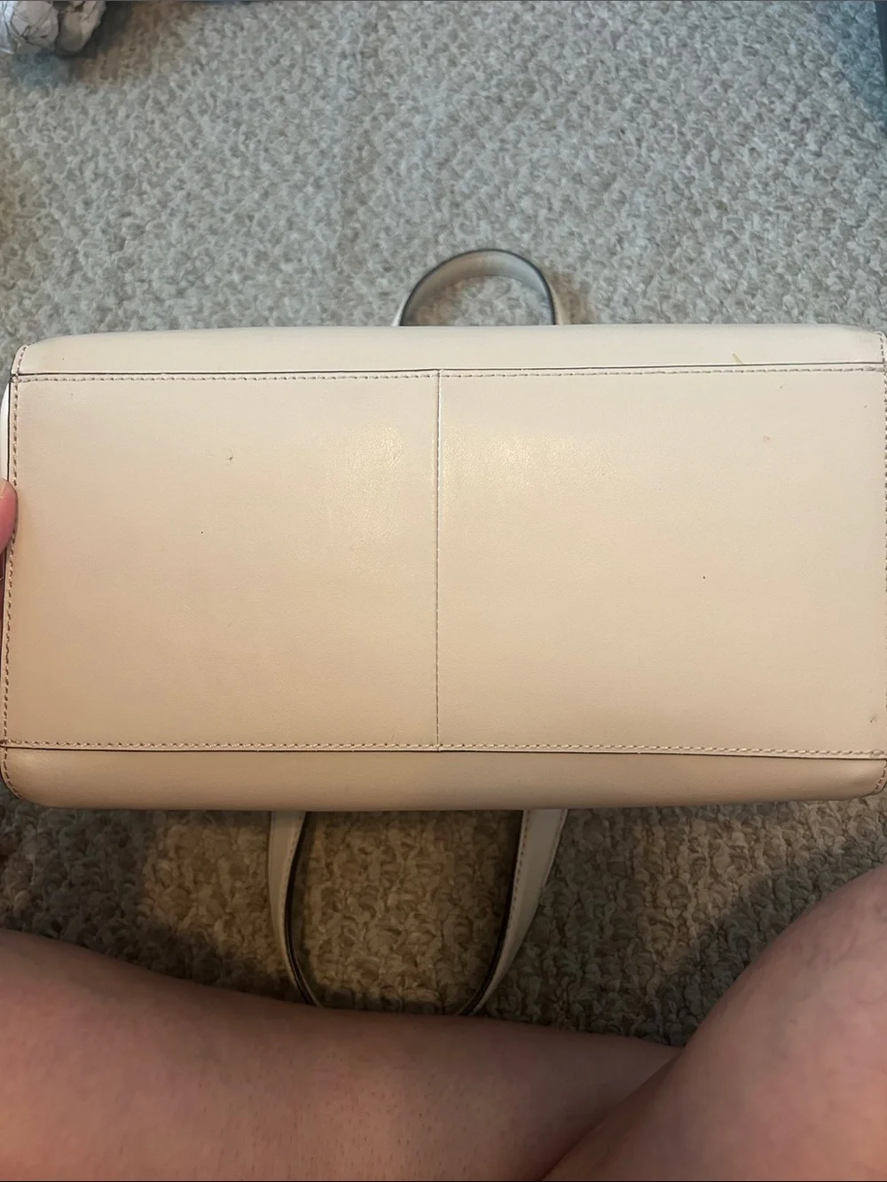 Calvin Klein Beige Snake-Embossed Satchel with Tan Pouch